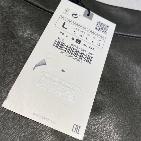 New Zara Forest Green Faux Leather Skinny Legging Pants Size L Wtags green⭐️⭐️⭐️ - Picture 9 of 17